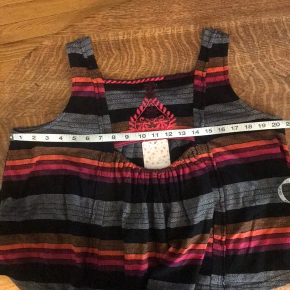 🆕 Free People Embroidered Striped Tank Top Black - Picture 5 of 6